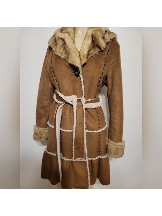 Laundry By Shelli Segal Jackets & Blazers - Laundry By Shelli Segal Penny Lane Brown Faux Fur Trimmed Women's Coat Medium